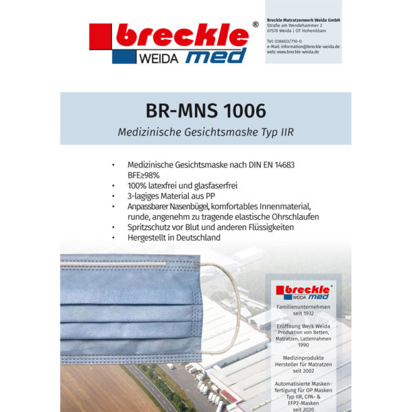 Medizinische Gesichtsmaske Typ IIR BR-MNS 1006 – Bild 3