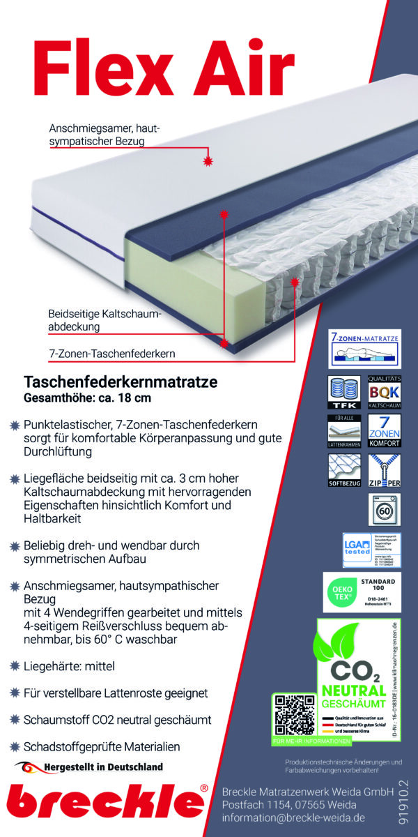 Flex Air 7-Zonen Taschenfederkernmatratze – Bild 4