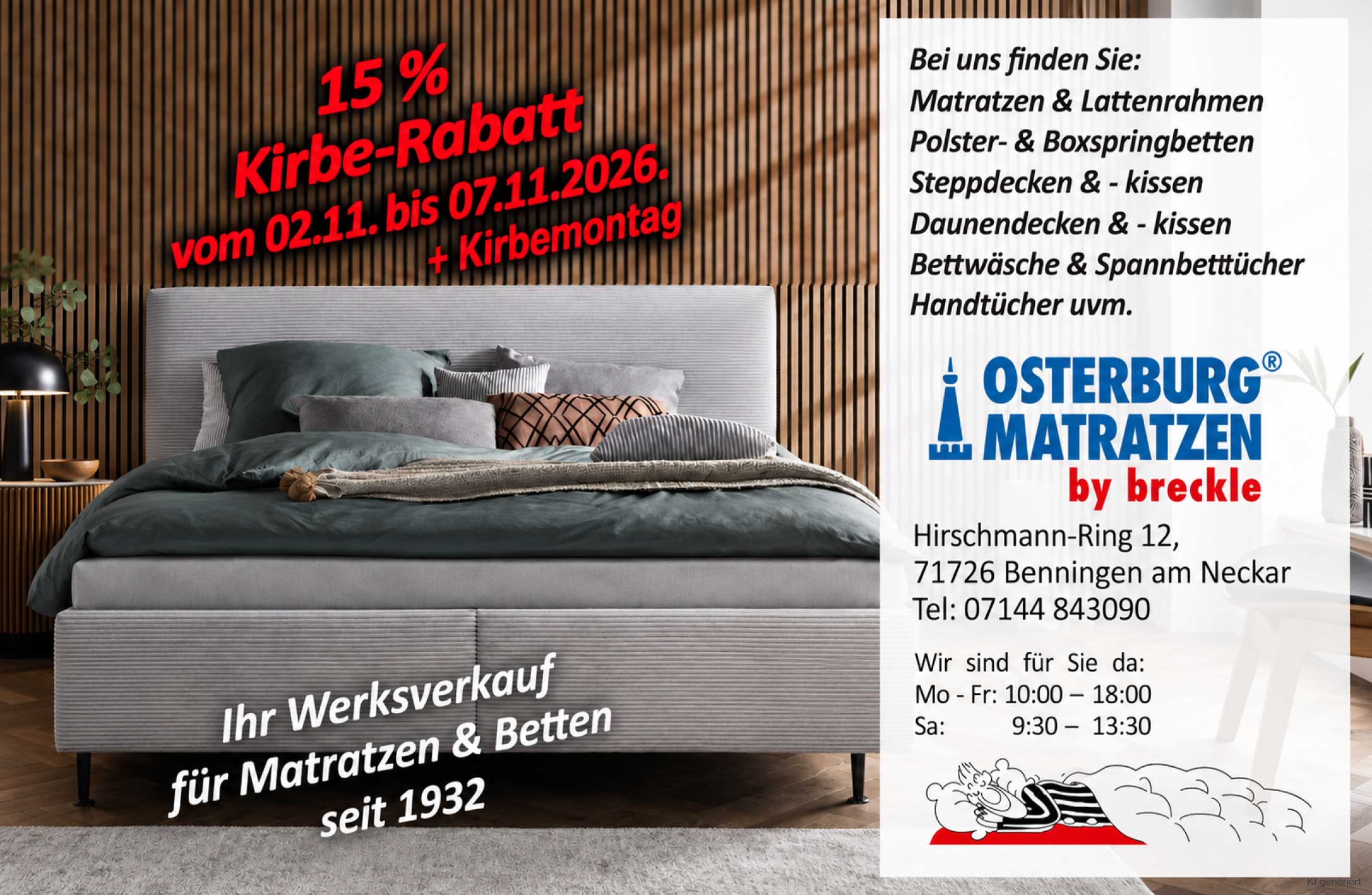Osterburg Matratzen Rabattaktion Kirbe 2026